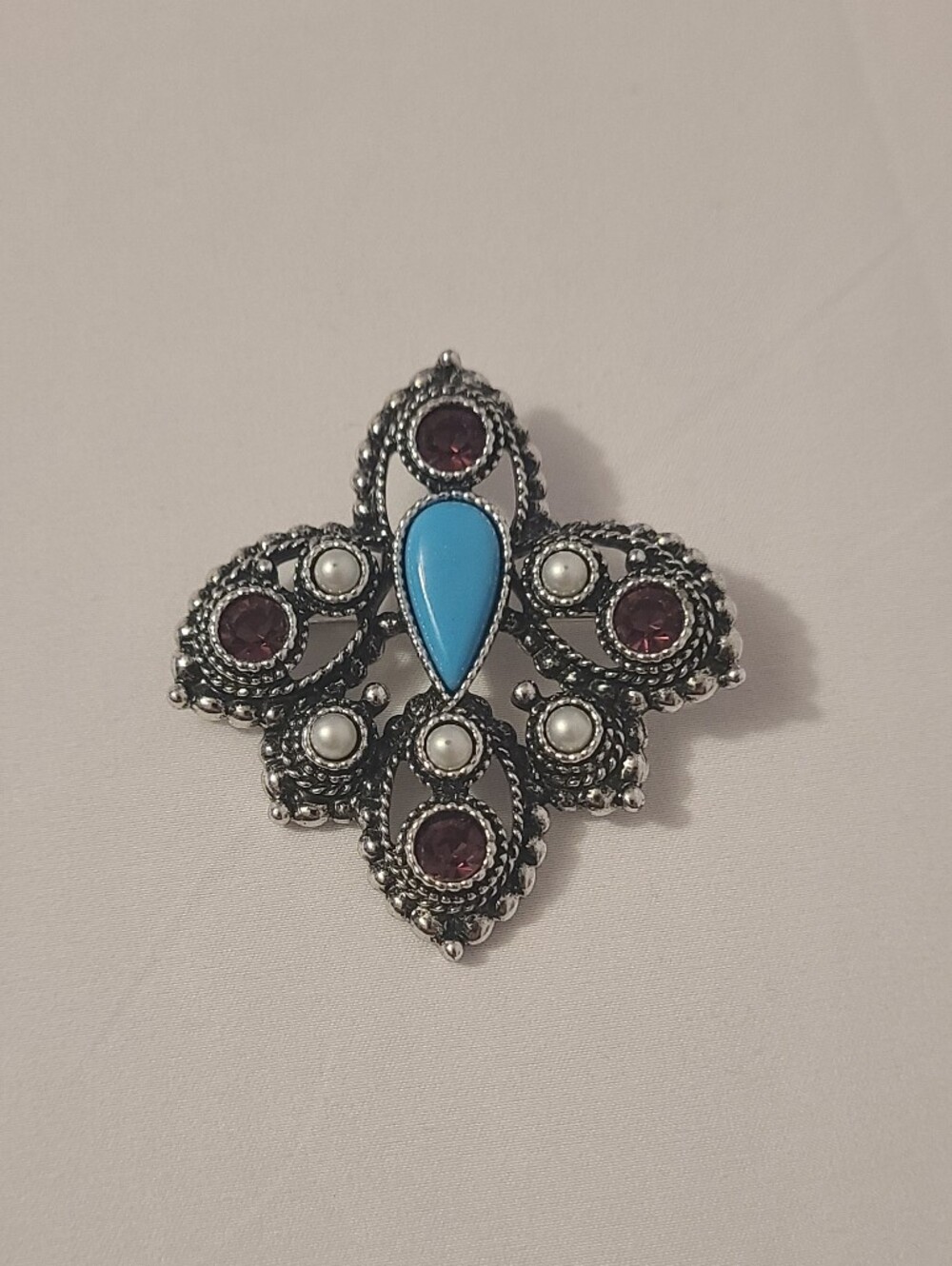 Brooch Colorful And Silver Color